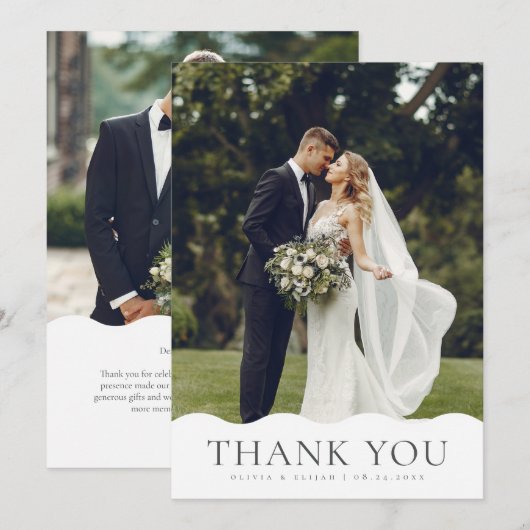 golvende curvy foto w notitie bruiloft bedankkaart (Voorkant / Achterkant)