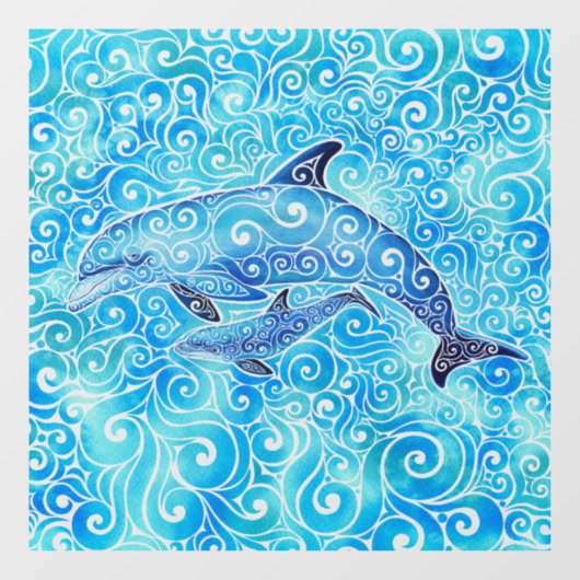 Golvende Dolfijnenfamilie Raamsticker (Vel)