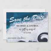 Golvende donkerblauwe oceaan sparen de datum stran (Voorkant)