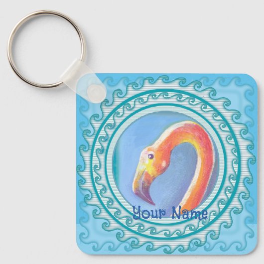 Golvende Flamingo Sleutelhanger (Voorkant)