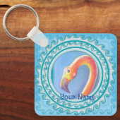 Golvende Flamingo Sleutelhanger (Voorkant)