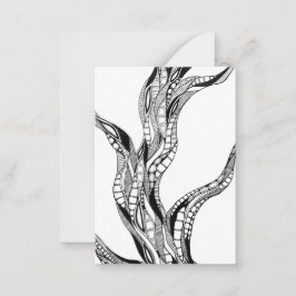 Golvende Gebogen Abstracte Boom Pen Tekening Notitiekaartje
