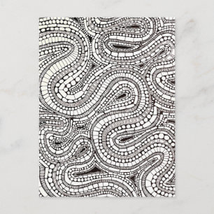Golvende Gebogen Abstracte Vormen Tekening Briefkaart