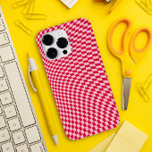 Golvende geruite karmozijnrode kersen verwrongen e Case-Mate iPhone case