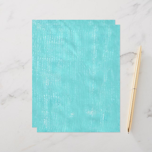 Golvende getextureerde lijnen turquoise scrapbooki (Voorkant / Achterkant in situ)