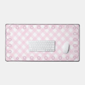 Golvende Gingham Pastel Roze Rand Bureaumat (Keyboard & Muis)