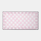 Golvende Gingham Pastel Roze Rand Bureaumat (Voorkant)