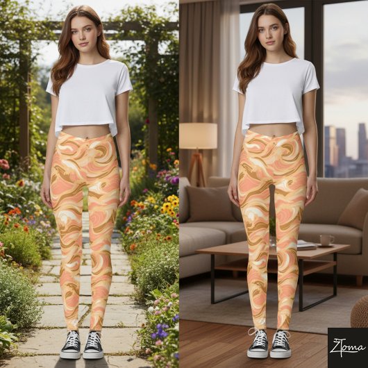 Golvende golven warme kleuren leggings