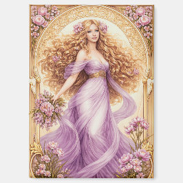 Golvende gouden haren dame in jurk magneet