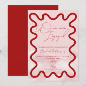 Golvende grens golf moderne verlovingsfeest kaart (Voorkant / Achterkant)