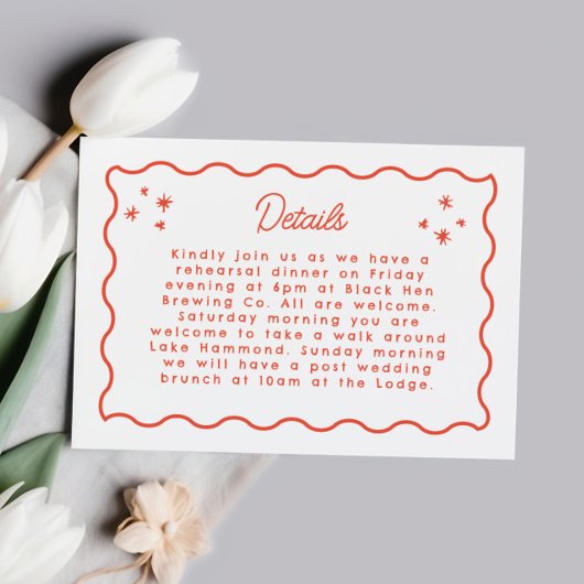 golvende grens grillige doedel bruiloft details RSVP kaartje