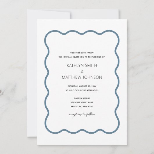 golvende grens moderne retro stoffige blauwe bruil kaart (Voorkant)