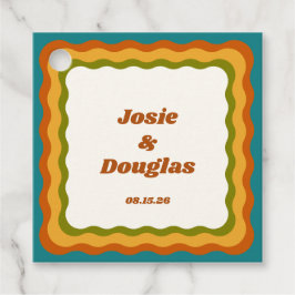 golvende grens retro jaren '70  esthetische bruilo bedankjes labels