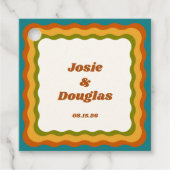 golvende grens retro jaren '70  esthetische bruilo bedankjes labels (Voorkant)