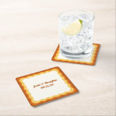 golvende grens retro jaren '70 esthetische bruilo kartonnen onderzetters (Insitu)