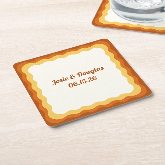 golvende grens retro jaren '70  esthetische bruilo kartonnen onderzetters (Schuin)