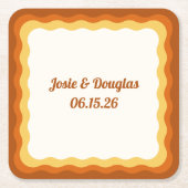 golvende grens retro jaren '70  esthetische bruilo kartonnen onderzetters (Voorkant)