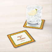 golvende grens retro jaren '70  esthetische bruilo kartonnen onderzetters (Insitu)