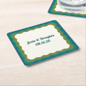 golvende grens retro jaren '70  esthetische bruilo kartonnen onderzetters (Schuin)