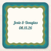 golvende grens retro jaren '70  esthetische bruilo kartonnen onderzetters (Voorkant)