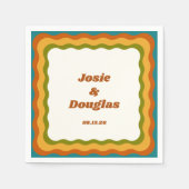 golvende grens retro jaren '70  esthetische bruilo servet (Voorkant)