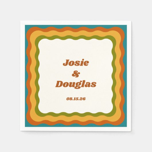 golvende grens retro jaren '70  esthetische bruilo servet (Voorkant)