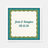 golvende grens retro jaren '70  esthetische bruilo servet (Voorkant)