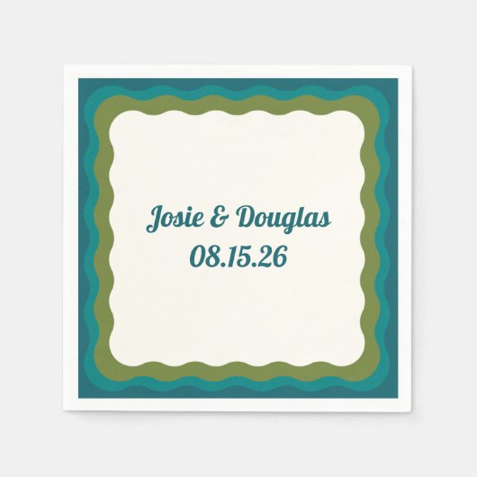 golvende grens retro jaren '70  esthetische bruilo servet (Voorkant)