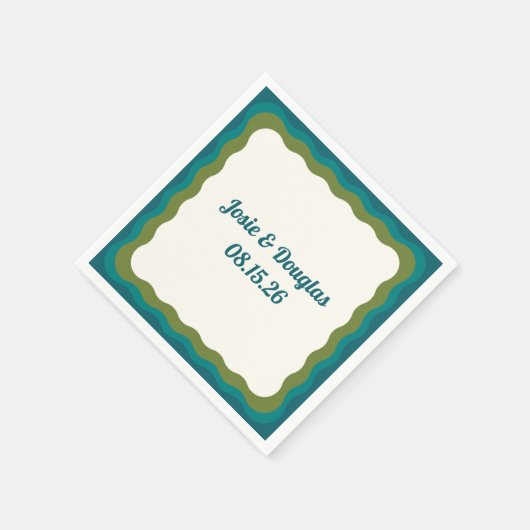 golvende grens retro jaren '70  esthetische bruilo servet (Hoek)