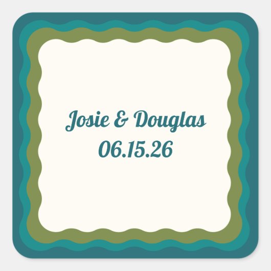golvende grens retro jaren '70  esthetische bruilo vierkante sticker (Voorkant)