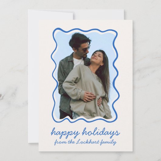 golvende hand getrokken funky grillige rand foto feestdagenkaart (Voorkant)