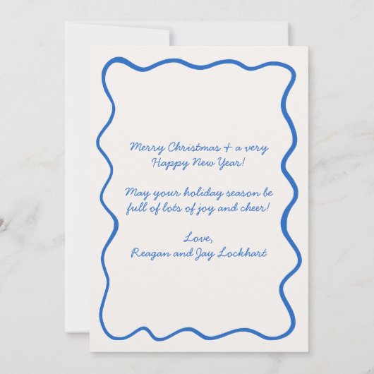 golvende hand getrokken funky grillige rand foto feestdagenkaart (Achterkant)