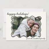 golvende hand getrokken grillige doedel rand foto feestdagenkaart (Voorkant)