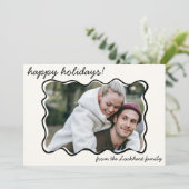 golvende hand getrokken grillige doedel rand foto feestdagenkaart (Staand voorkant)