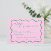 golvende hand getrokken krabbel kronkelen RSVP kaartje (Staand voorkant)