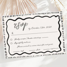 Golvende hand getrokken krabbel Squiggle RSVP brui