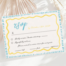 Golvende hand getrokken krabbel Squiggle RSVP brui
