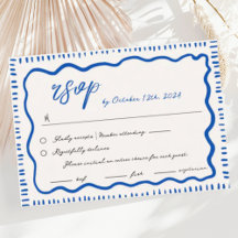 Golvende hand getrokken krabbel Squiggle RSVP brui