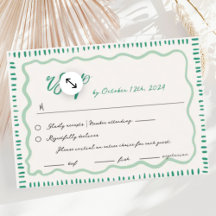 Golvende hand getrokken krabbel Squiggle RSVP brui