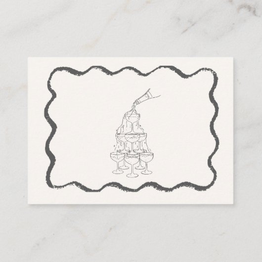 Golvende hand getrokken krabbel Squiggle RSVP brui Informatiekaartje (Achterkant)