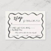 Golvende hand getrokken krabbel Squiggle RSVP brui Informatiekaartje (Voorkant)