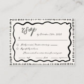 Golvende hand getrokken krabbel Squiggle RSVP brui Informatiekaartje (Voorkant)