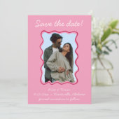 Golvende hand getrokken rand Sla de datum foto op Kaart (Staand voorkant)