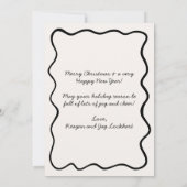 Golvende handgetekende funky grillige rand foto  feestdagenkaart (Achterkant)