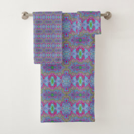 Golvende Hemelblauw Meerkleurig Trippy Patroon Bad Handdoek