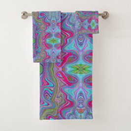 Golvende Hemelblauw Meerkleurig Trippy Patroon Bad Handdoek