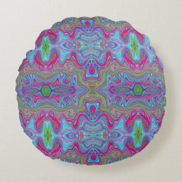 Golvende Hemelblauw Meerkleurig Trippy Patroon Rond Kussen