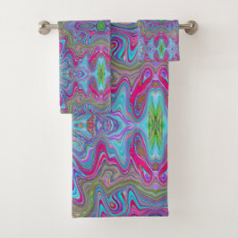Golvende Hemelblauwe Meerkleurige Trippy Patroon Bad Handdoek