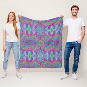 Golvende Hemelblauwe Meerkleurige Trippy Patroon Fleece Deken