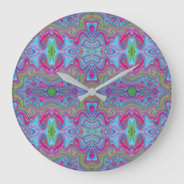 Golvende Hemelblauwe Meerkleurige Trippy Patroon Grote Klok